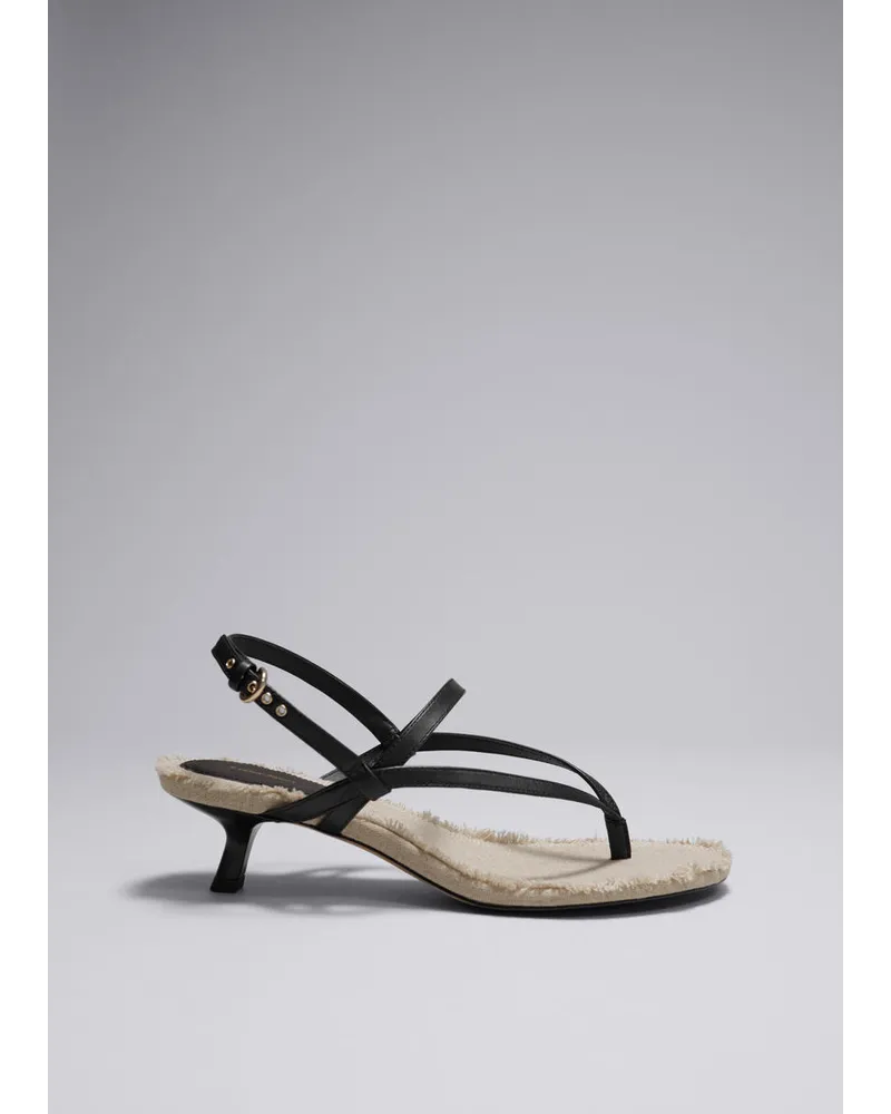 & Other Stories Ledersandalen mit Fransen - Schwarz Schwarz