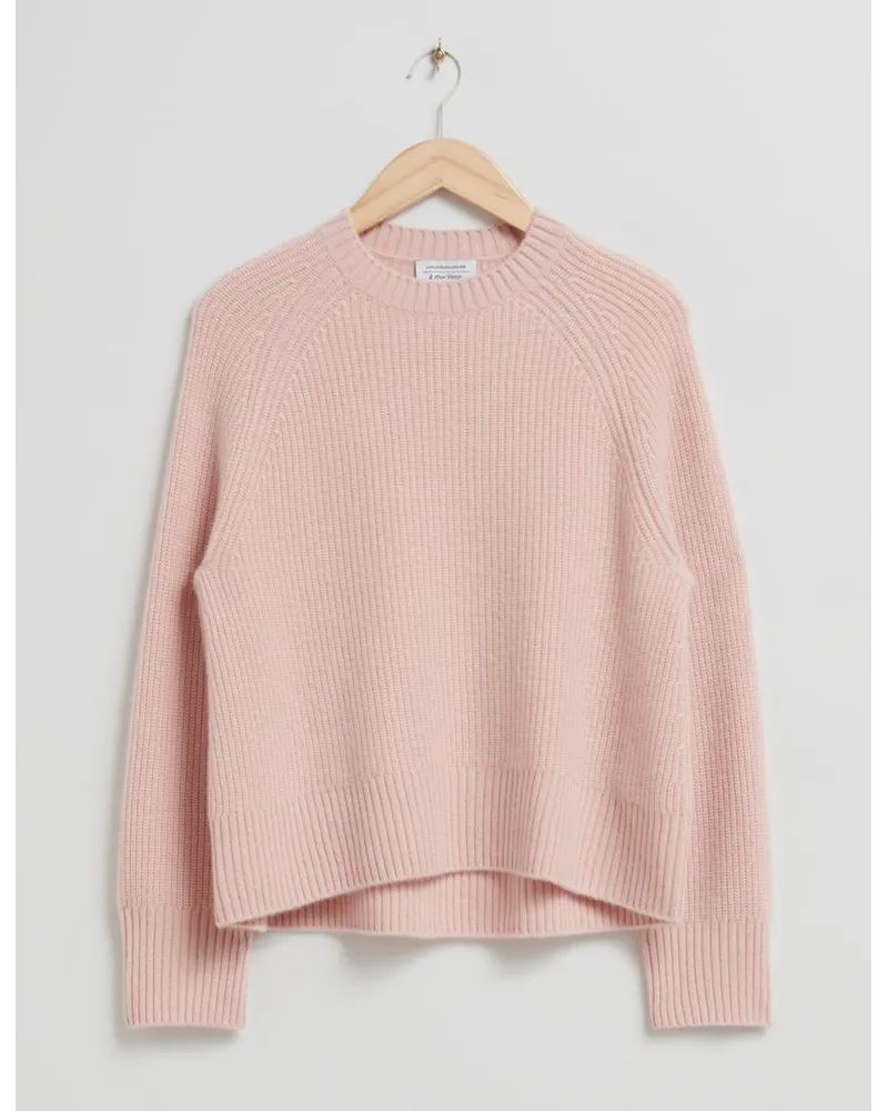 & Other Stories Kastenförmiger Kaschmirpullover - Rosa Pfirsich