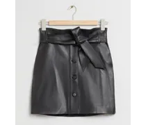 Lederrock mit Paperbag-Taille Und Gürtel - Schwarz
