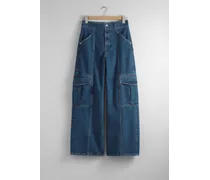 Lockere Cargo-Jeans - Blau