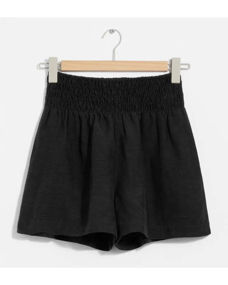 & Other Stories Gesmokte Shorts - Schwarz Schwarz