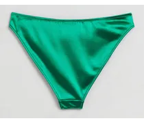 Glänzende, Hoch Sitzende Bikinihose - Grün