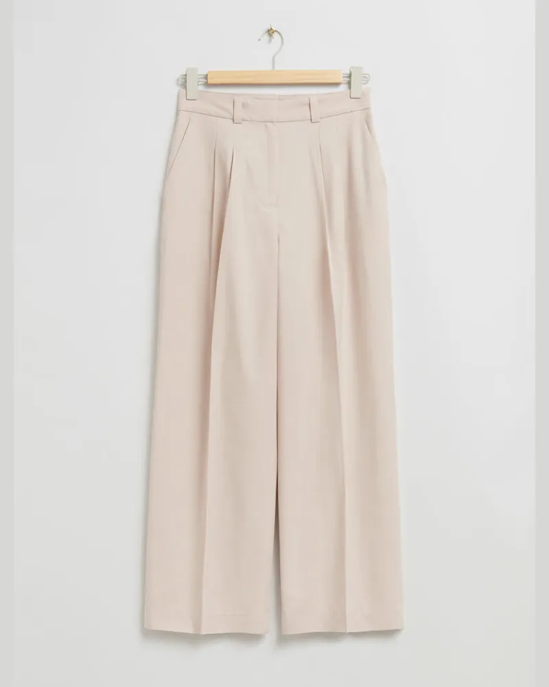 & Other Stories Elegante Hose mit Hohem Bund - Beige Hellbeige