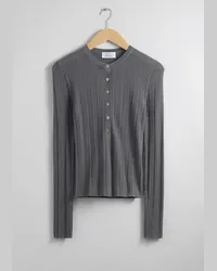 & Other Stories Geripptes Henleyshirt - Grau Grau