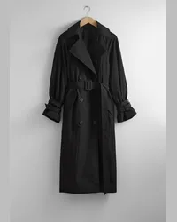 & Other Stories Trenchcoat In Knitteroptik - Schwarz Schwarz