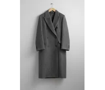 Zweireihiger Mantel mit Fischgrätmuster - Schwarz