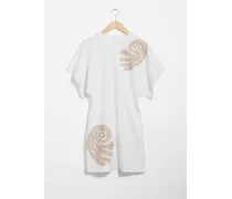 Besticktes T-Shirt-Minikleid - Weiß