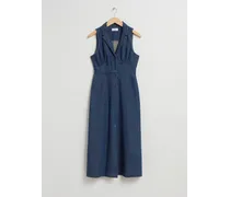 Midi-Hemdblusenkleid mit Kragen - Blau