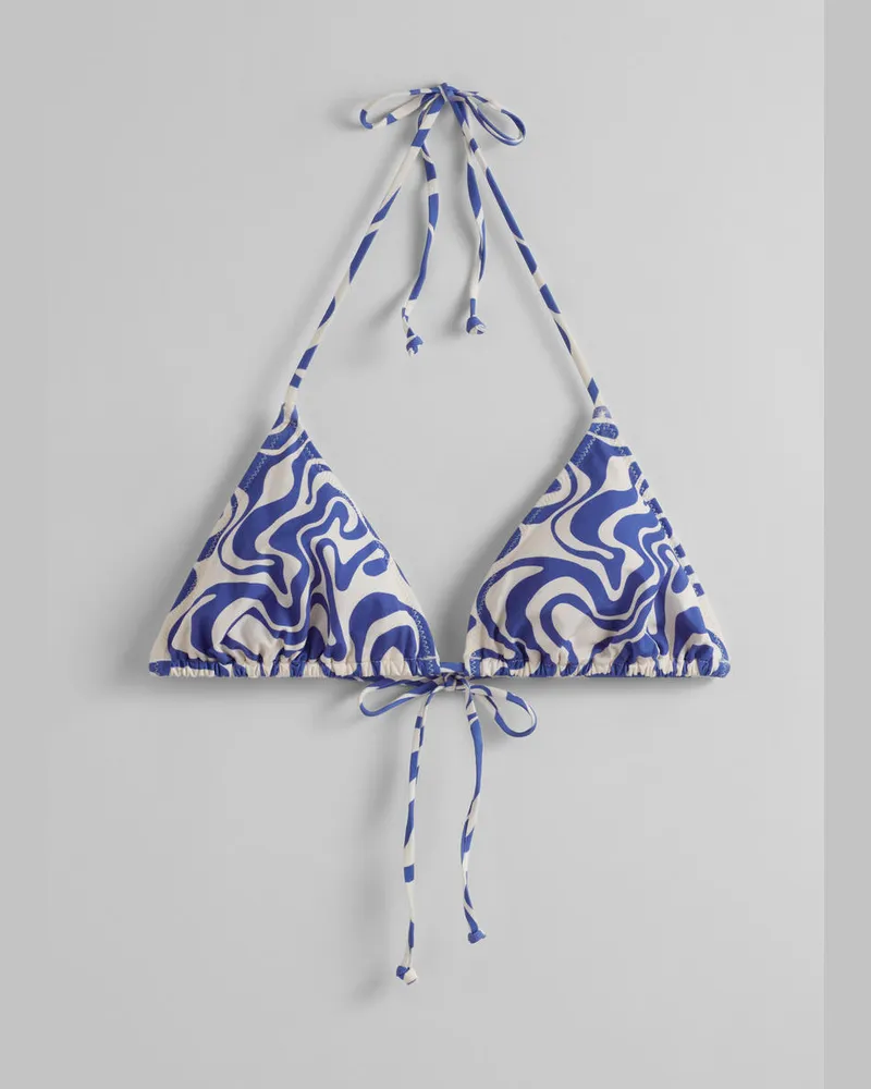 & Other Stories Neckholder-Triangel-Bikinioberteil - Blau Weiß Blau