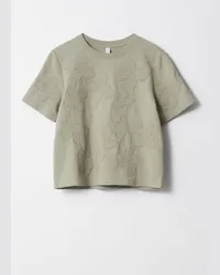 & Other Stories T-Shirt mit Blumenapplikation - Grün Khaki