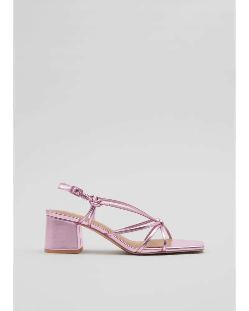 & Other Stories Riemchensandalen Aus Leder mit Zierknoten - Rosa Rosa