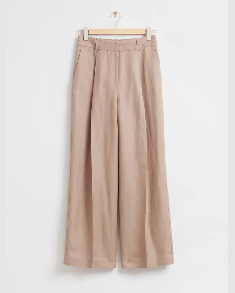 & Other Stories Elegante Hose mit Weitem Bein - Beige Staubiges