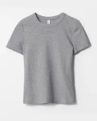 & Other Stories Geripptes Crop-T-Shirt - Grau Grau