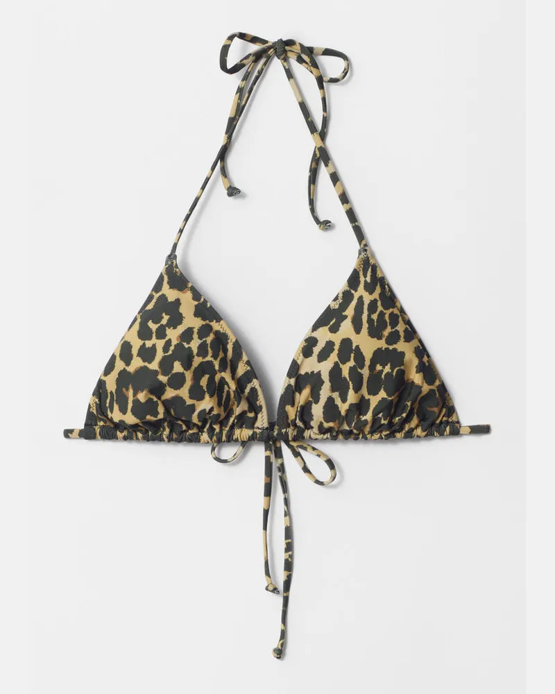 & Other Stories Triangel-Bikinioberteil mit Neckholder - Beige Leopardenmuster