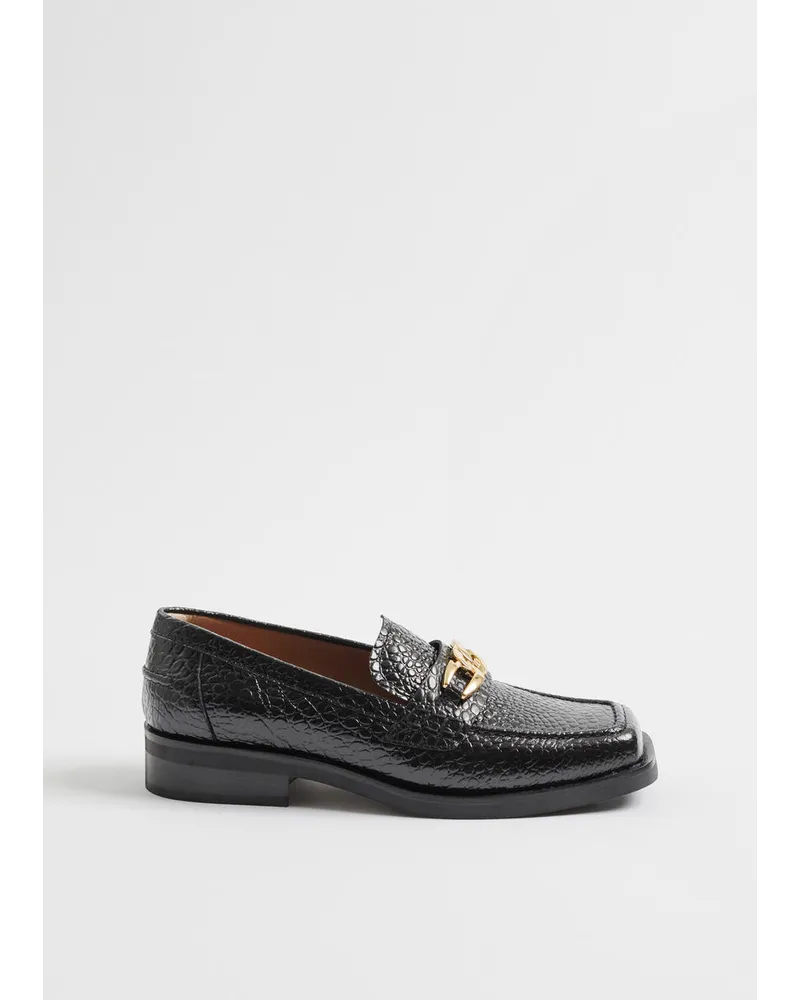 & Other Stories Loafer Aus Leder mit Eckiger Zehenpartie - Schwarz Schwarz