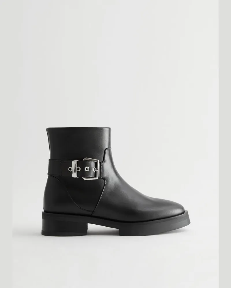 & Other Stories Chelsea-Boots Aus Leder mit Schnallen - Schwarz Schwarz