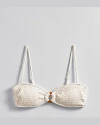 & Other Stories Gesmoktes Bandeau-Bikinioberteil - Weiß Creme