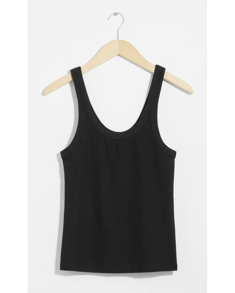 & Other Stories Tief Ausgeschnittenes Tanktop - Schwarz Schwarz