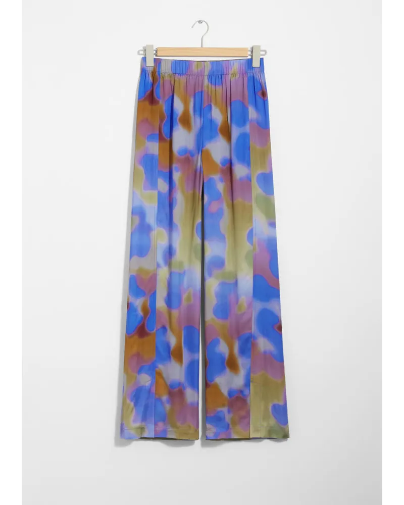 & Other Stories Satinhose mit Print - Blau Blau