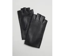 Fingerlose Lederhandschuhe - Schwarz