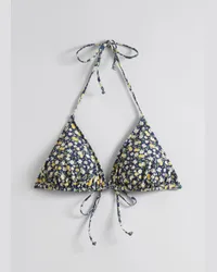 & Other Stories Neckholder-Triangel-Bikinioberteil - Blau Gelb Weiß Blau