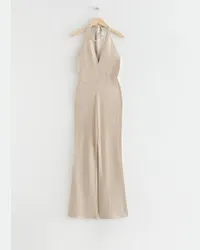 & Other Stories Neckholder-Jumpsuit mit Ausgestelltem Bein - Beige Beige