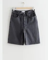 & Other Stories Jeansshorts mit Paperbag-Taille - Grau Grau