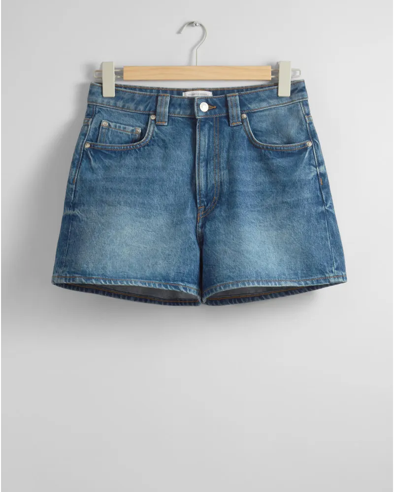 & Other Stories 5-Pocket-Jeansshorts - Blau Mittelblau