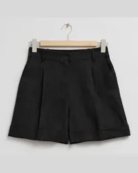 & Other Stories Elegante Leinenshorts mit Weitem Bein - Schwarz Schwarz