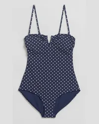 & Other Stories Bandeau-Badeanzug mit Polka-Dots - Blau Navyblau