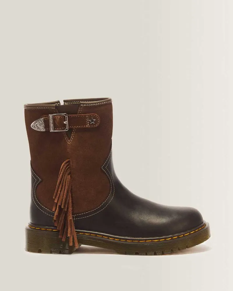 Dr.Martens Genaya Desert Rodeo Y Leder & Wildleder Rigger Stiefel in Braun, Größe Braun