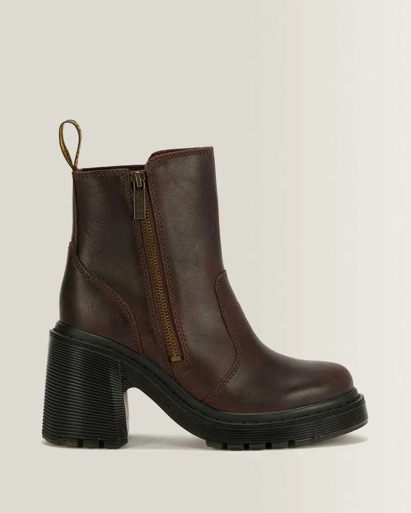Dr.Martens Spence Zip Kinsley Tumble Leder Stiefel Mit Absatz in Braun, Größe Braun