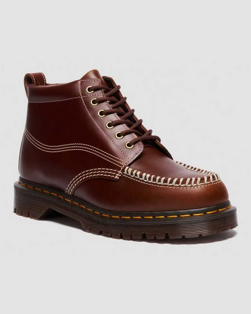Dr.Martens Lowell Chukka Moc Toe Leder Ankle Stiefel in Bräunen, Größe Bräunen
