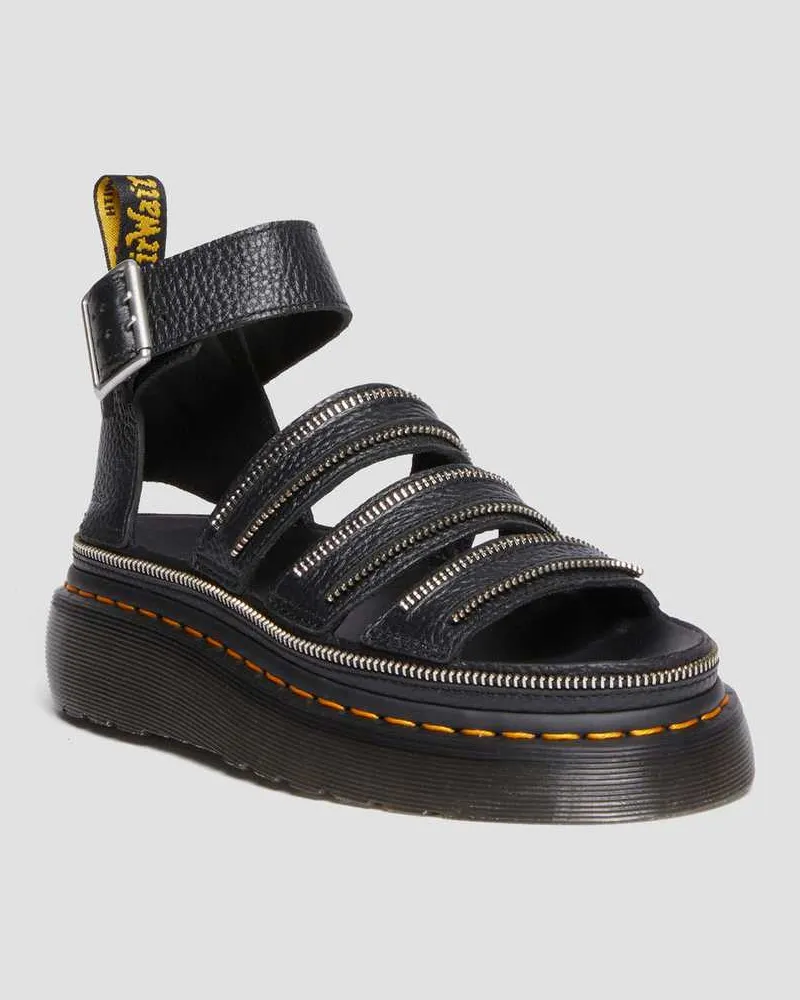 Dr.Martens Clarissa II Quad Hardware Milled Nappa Leder Plateau Sandalen in Schwarz, Größe Schwarz