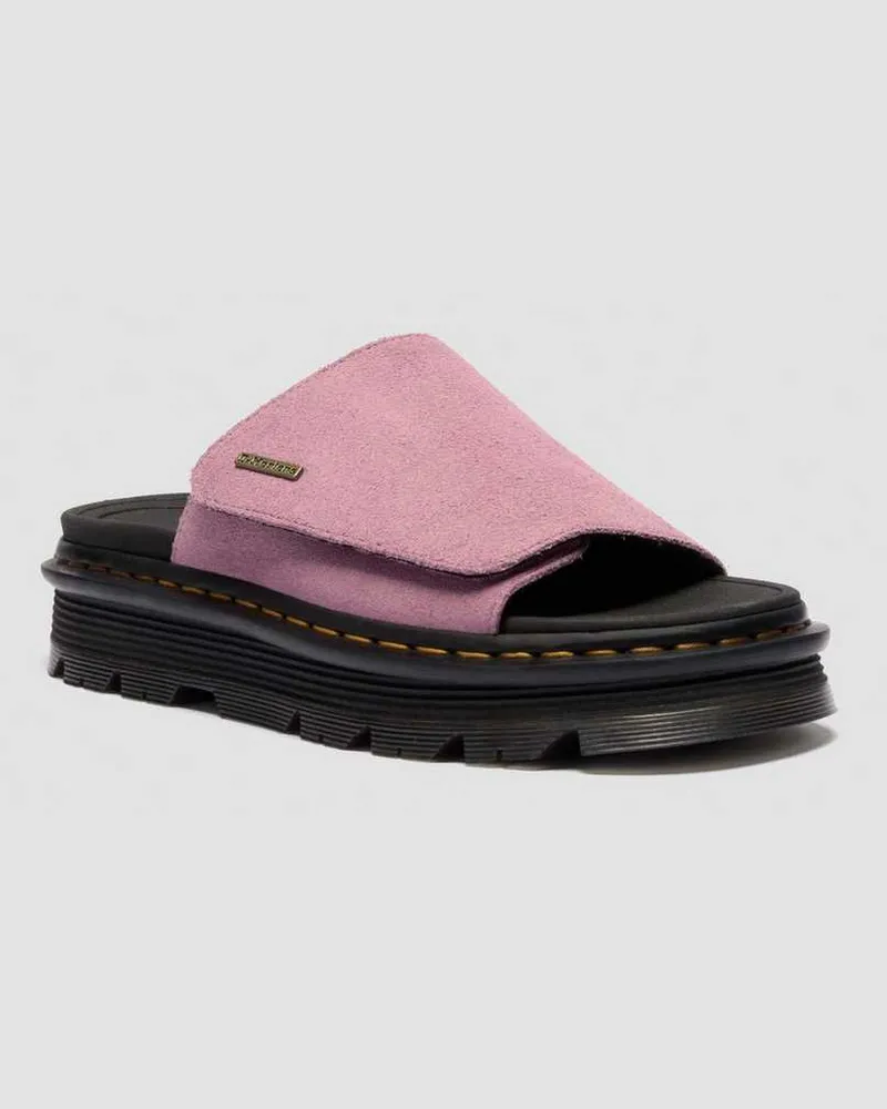 Dr.Martens Suède Zebzag Wildleder Plateau Slides in Rosa, Größe Rosa