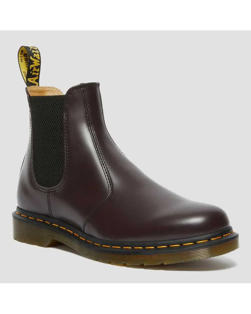 Dr.Martens 2976 Glattleder Chelsea Stiefel Mit Gelben Nähten in Rot/Violett Rot