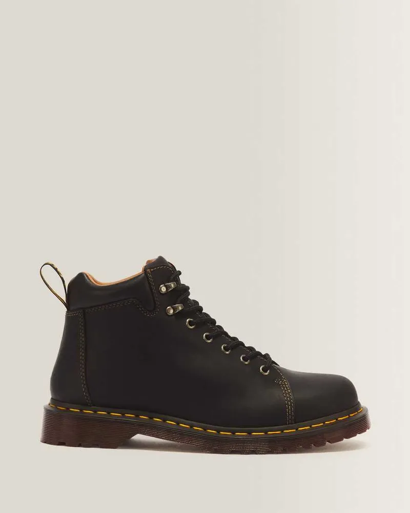 Dr.Martens 939 Hiker 7-Ösen Leder Ankle Stiefel in Schwarz, Größe Schwarz