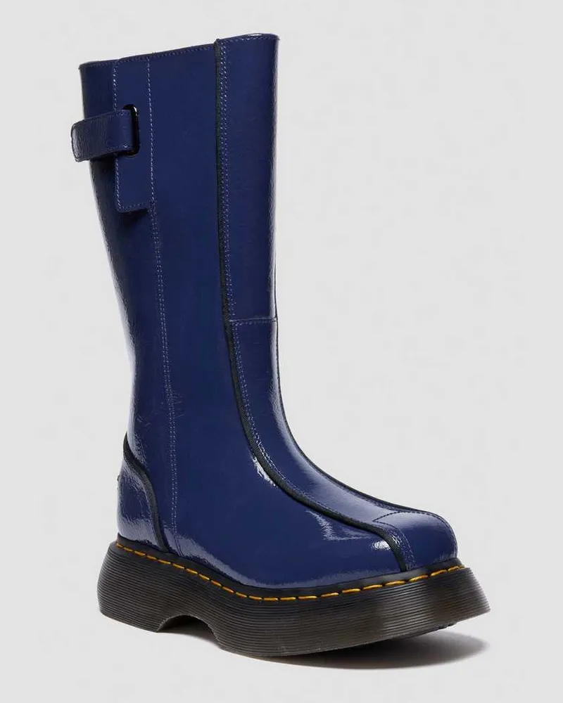 Dr.Martens Buzz Hi Distressed Lackleder Stiefel in Blau, Größe Blau