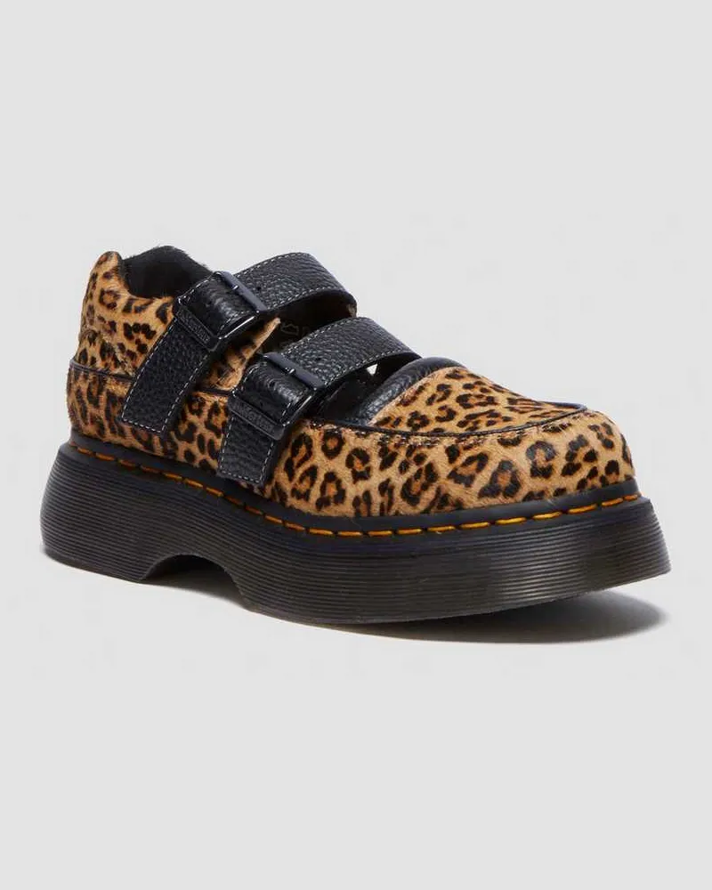 Dr.Martens Leder Buzz Leopard Mary Jane Schuhe in Bräunen, Größe Bräunen