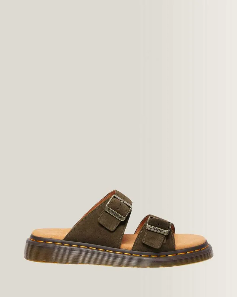 Dr.Martens Josef Wildleder Slide Sandalen in Grün, Größe Grün