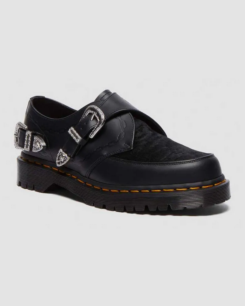 Dr.Martens Ramsey Monk The Great Frog Hair On & Glattleder Creeper Schuhe in Schwarz Schwarz