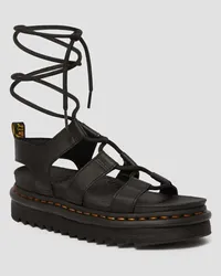 Dr.Martens Nartilla Hydro Leder Gladiator Schnürsandalen in Schwarz Schwarz