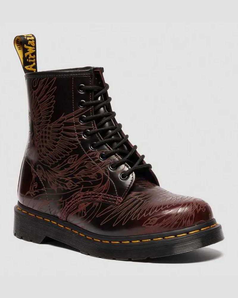 Dr.Martens 1460 Phoenix Arcadia Rub Off Leder Stiefel in Rot, Größe Rot
