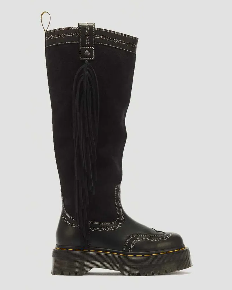 Dr.Martens Desert Rodeo Quad Hi Leder & Wildleder Stiefel in Schwarz, Größe Schwarz