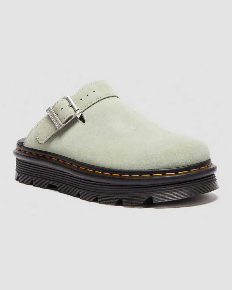 Dr.Martens Suède Zebzag Wildleder Casual Slingback Plateau Mules in Grün, Größe Grün