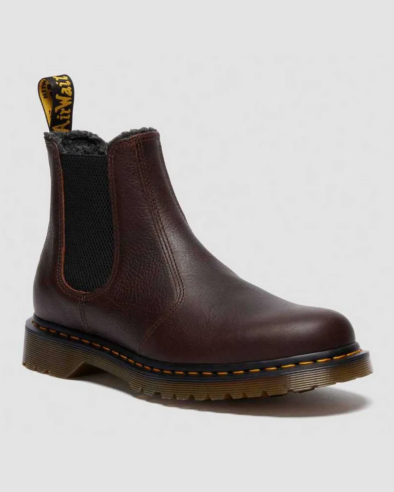 Dr.Martens 2976 Grizzly Leder Chelsea Stiefel Mit Kunstfellfutter Schuhe in Braun, Größe Braun
