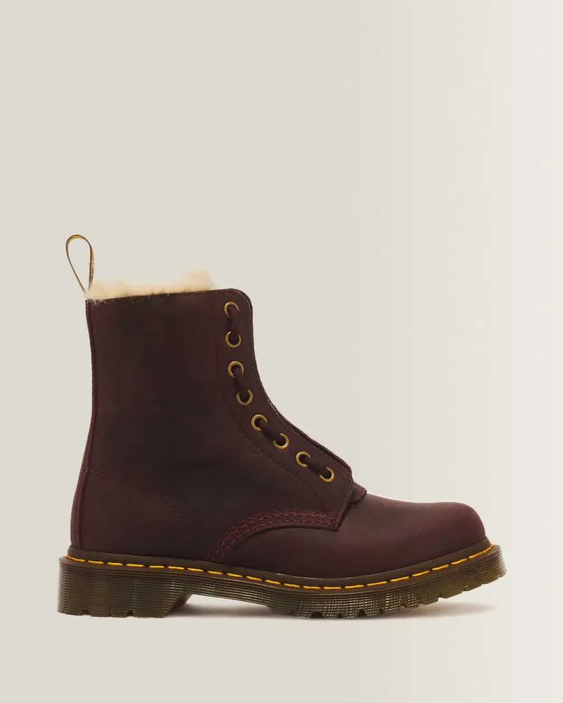 Dr.Martens 1460 Serena Zip 8-Ösen Crazy Horse Leder Stiefel in Rot, Größe Rot
