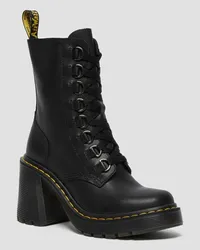 Dr.Martens Chesney Leder Flarot Heel Schnürstiefel in Schwarz Schwarz