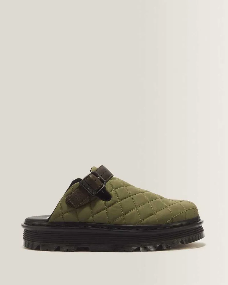 Dr.Martens Zebzag Quilted Canvas Plateau Mules in Grün, Größe Grün