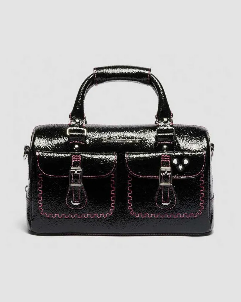 Dr.Martens Top Handle Distressed Lackleder Tasche in Schwarz Schwarz